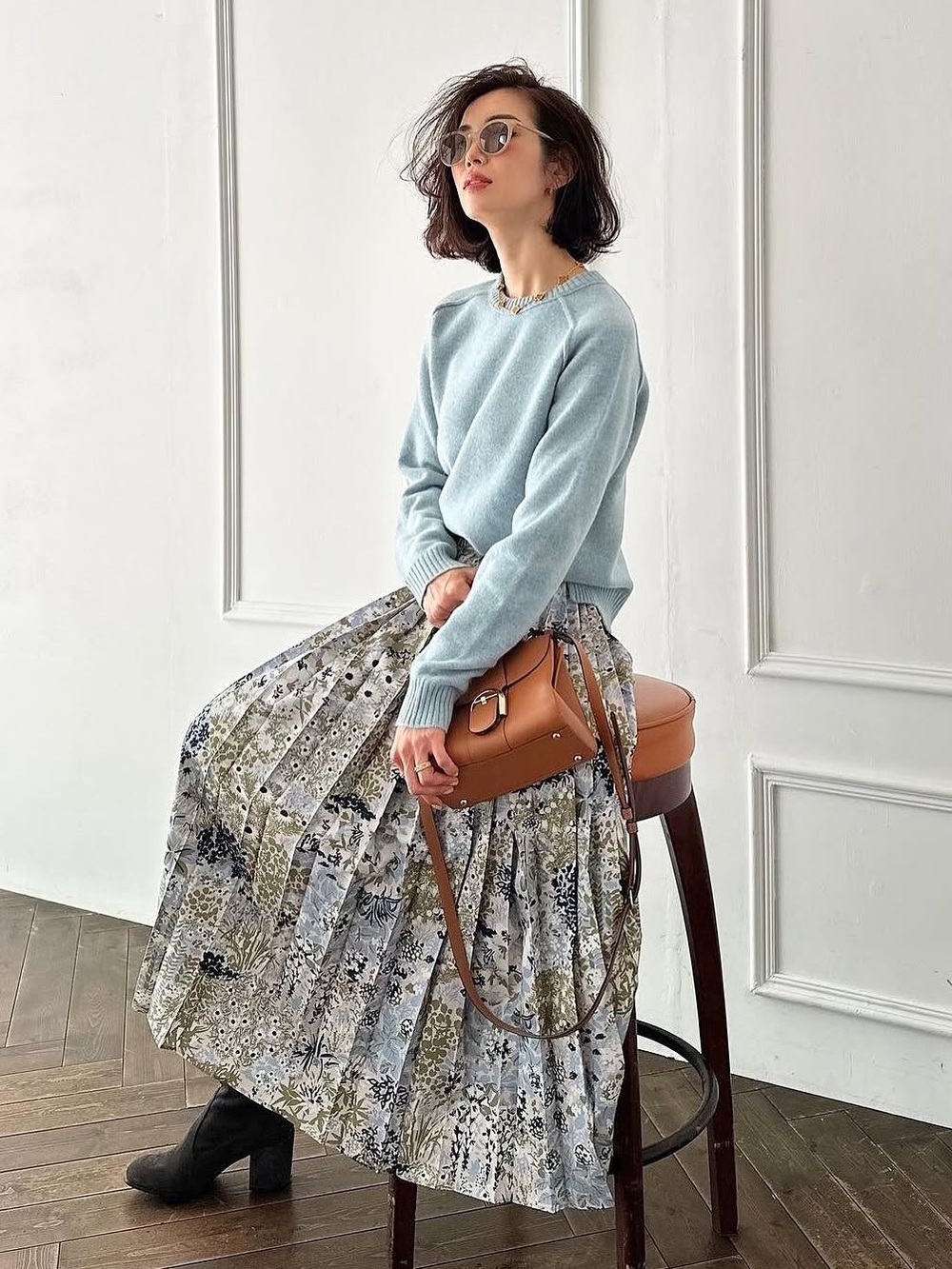 Floral Pleated Maxi Skirt